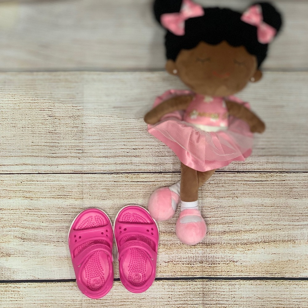 EUC CROCS Sandals Hot Pink Toddler Size 4